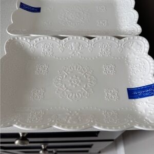 Elegant White Embossed Serveware Platter